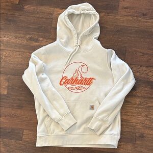Carhartt Women’s Off-White Hoodie with Orange Logo